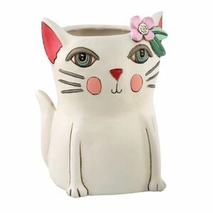 Allen Designs Pretty Kitty White Cream Baby Planter Pot 5” High